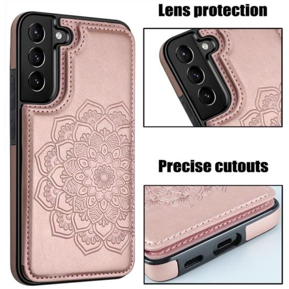 Samsung Galaxy S22 Case with Card Holder,Flower Magnetic Back Flip Case - Picture 2 of 6